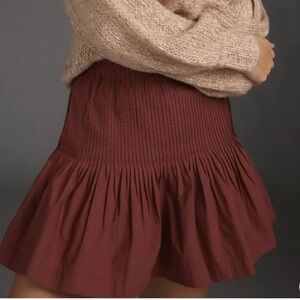 By anthropology Eula pintucked rust mini skirt, small